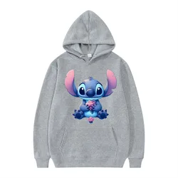 Cartoon Disney Women Hoodie Kawaii Lilo Stitch Graphic Sweatshirt Long Sleeve Hoodies Costume Funny Anime Pullover Clothing Tops