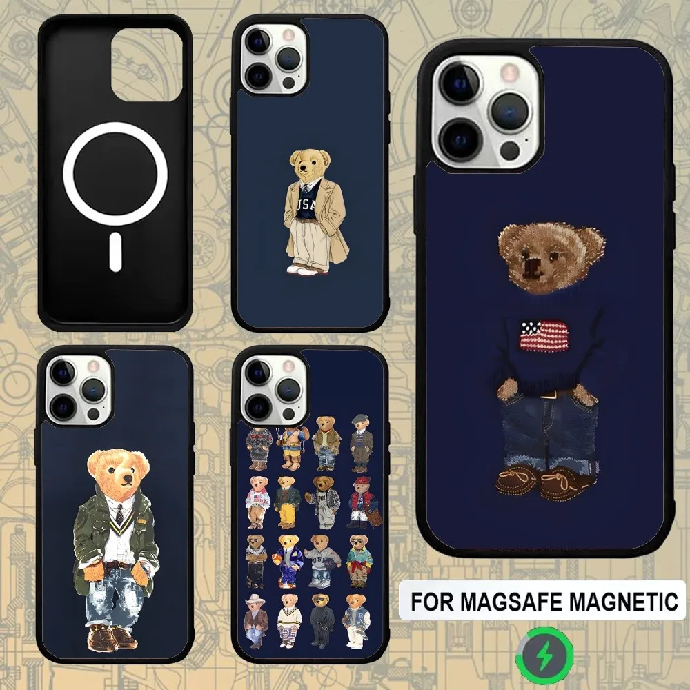 

Fashion Bear P-PoloS Phone Case For IPhone 16,15,Pro,Max,Case 14,Plus,13,12,11 Magesafe Magnetic Wireless Charge Cover