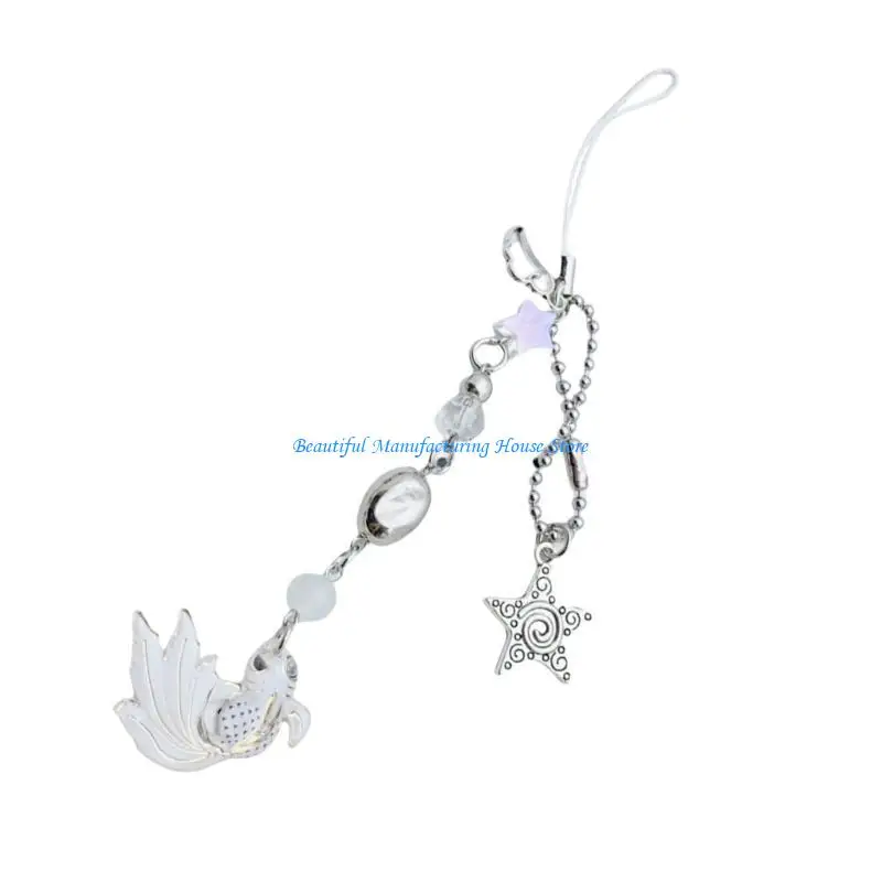 E56A Colorful Fish Star Beaded Phone Charm Pendant Handmade Sturdy Acrylics Fashion Accessory for Trendy Look Daily Use