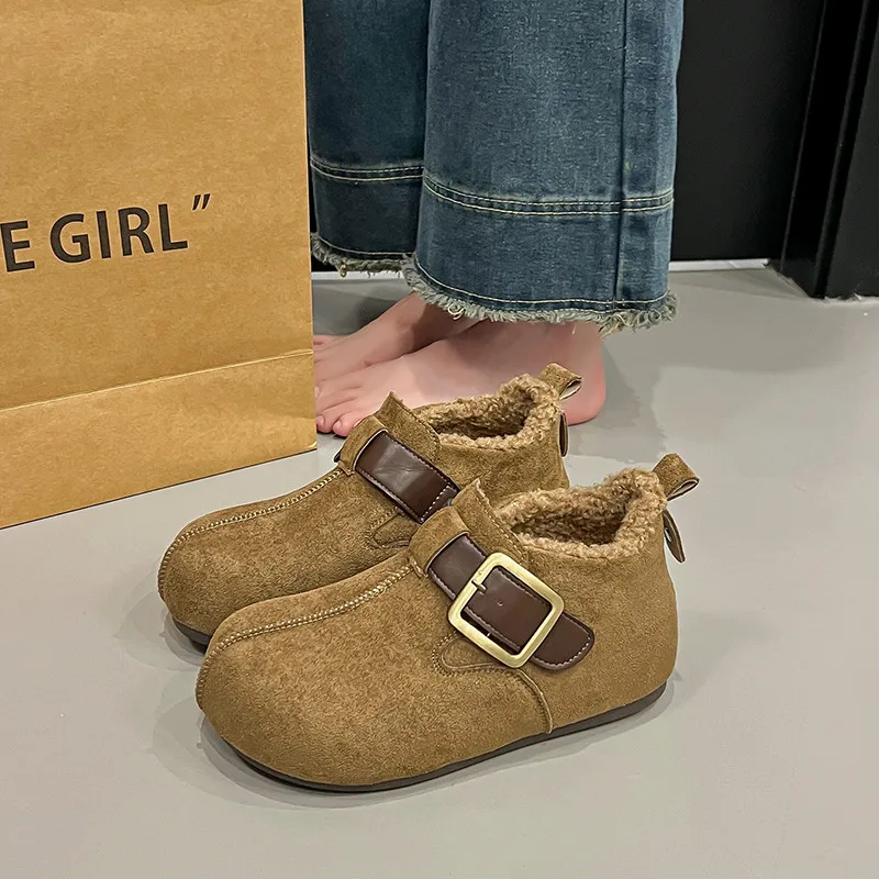 

Full-Bag Burken Shoes, Thick-Soled Cotton Shoes For Women, Autumn And Winter With Fleece, One-Step Warm Shoes