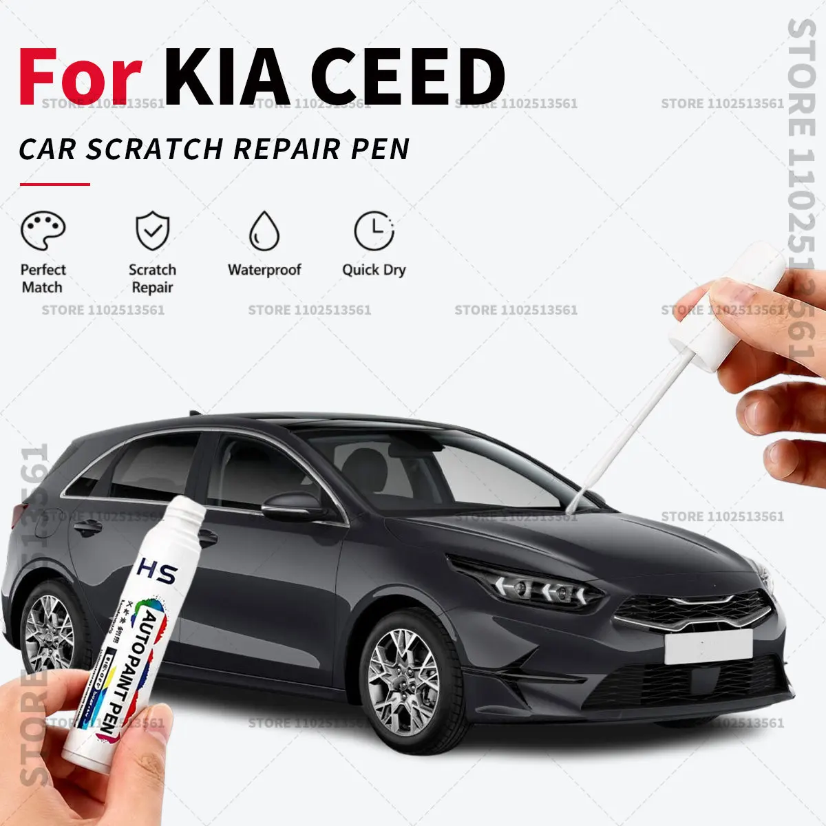 Car Scratch Repair Pen – Easy Auto Paint Touch Up for Smooth Finish For KIA CEED White Black Pearl Blue Flame Orange Fusion