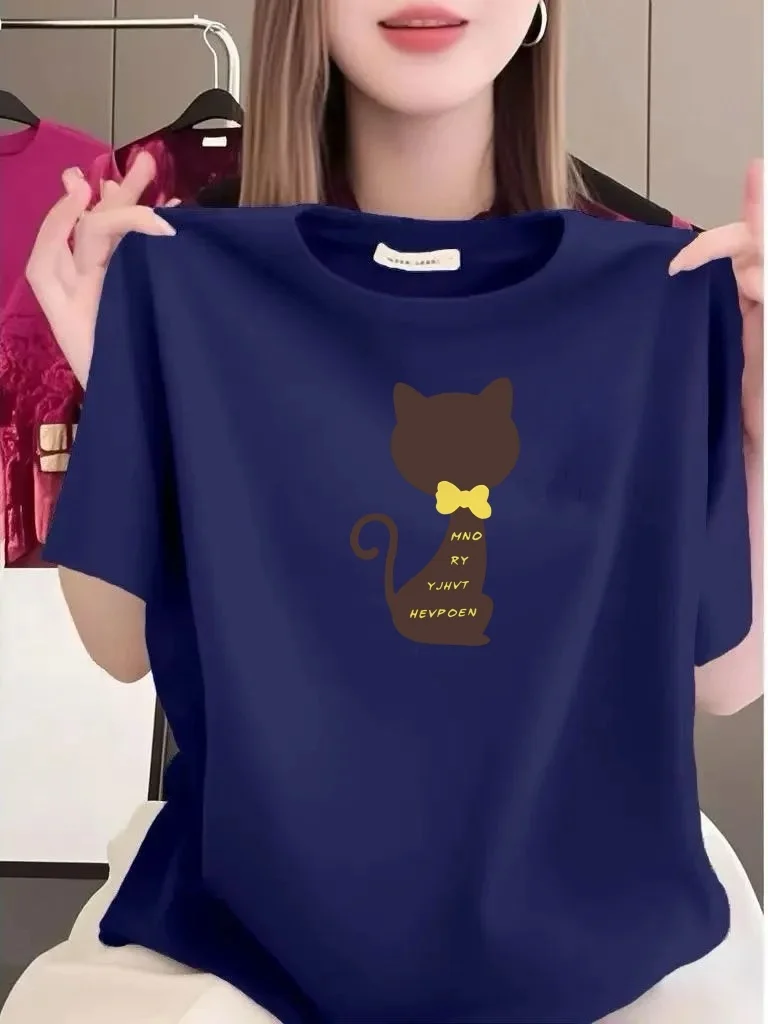 

Spring 2026 Women's Regular Fit Pattern T-Shirt Breathable Polyester Fiber Short Sleeve round Neck Print Casual Top