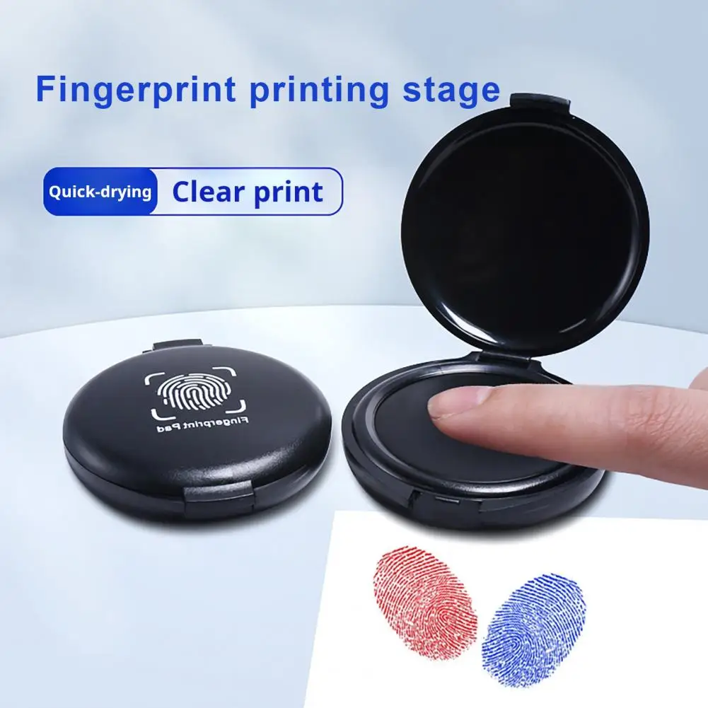 Fingerprint Ink Pad para Identificação Segurança, Pequeno, Compacto, Impermeável, Portátil, Preto