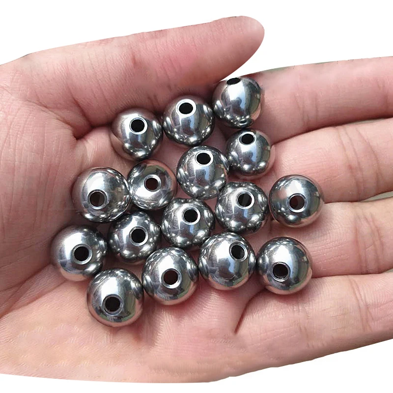 2-60 มม.Through Hole สแตนเลสสตีลบอล BORE 1-20 มม.Unthreaded Solid เจาะสําหรับฮาร์ดแวร์/ตกแต่ง/สร้อยข้อมือ/DIY