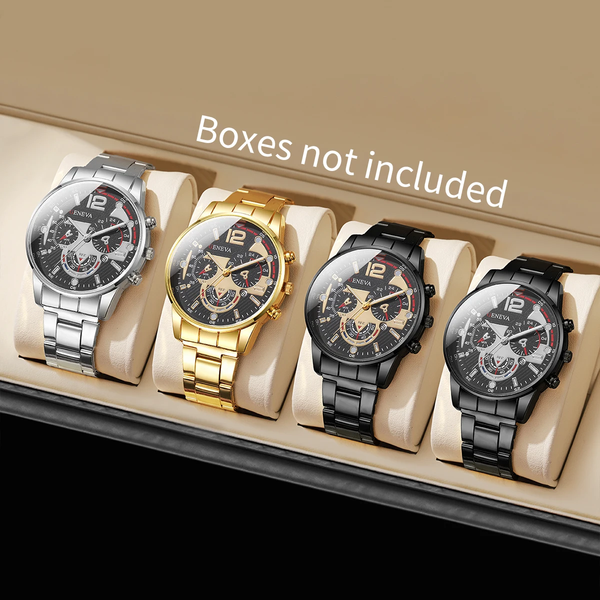 3 قطعة/مجموعة أزياء رجال الأعمال الساعات الفاخرة رجل كوارتز ساعة معصم تاريخ ساعة Reloj Hombre (بدون صندوق)