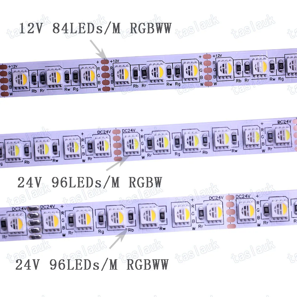 Bande Lumineuse LED Étanche 4 en 1, SMD5050, RGBW, RGBWW, 60, 84, 96, 120 Gible/M, DC12V, DC24V, Puce IP20, IP65