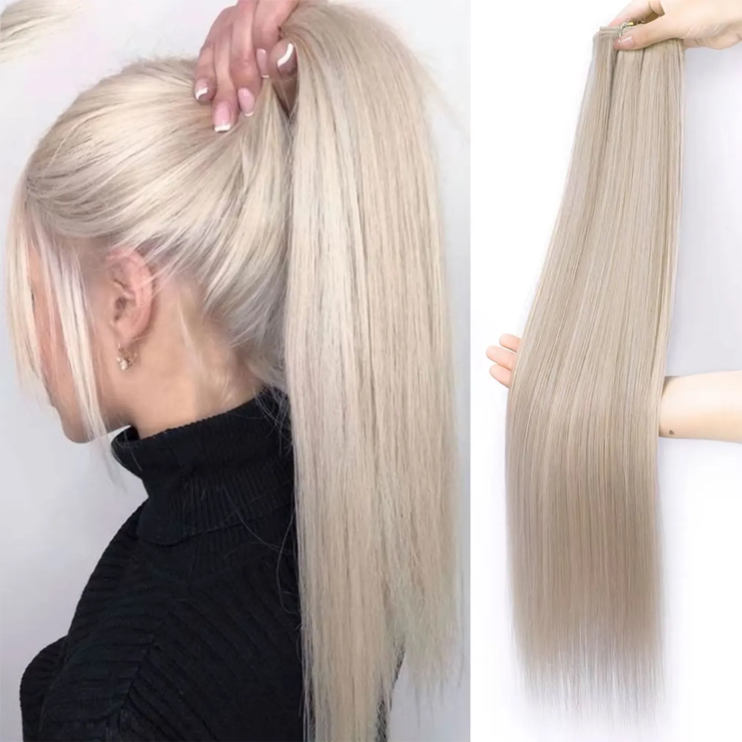 

26 inch Yaki Straight Hair Extensions Salon Ombre Hair Weaving Smooth Ombre brown Synthetic Straight Hair Bundles Full To End