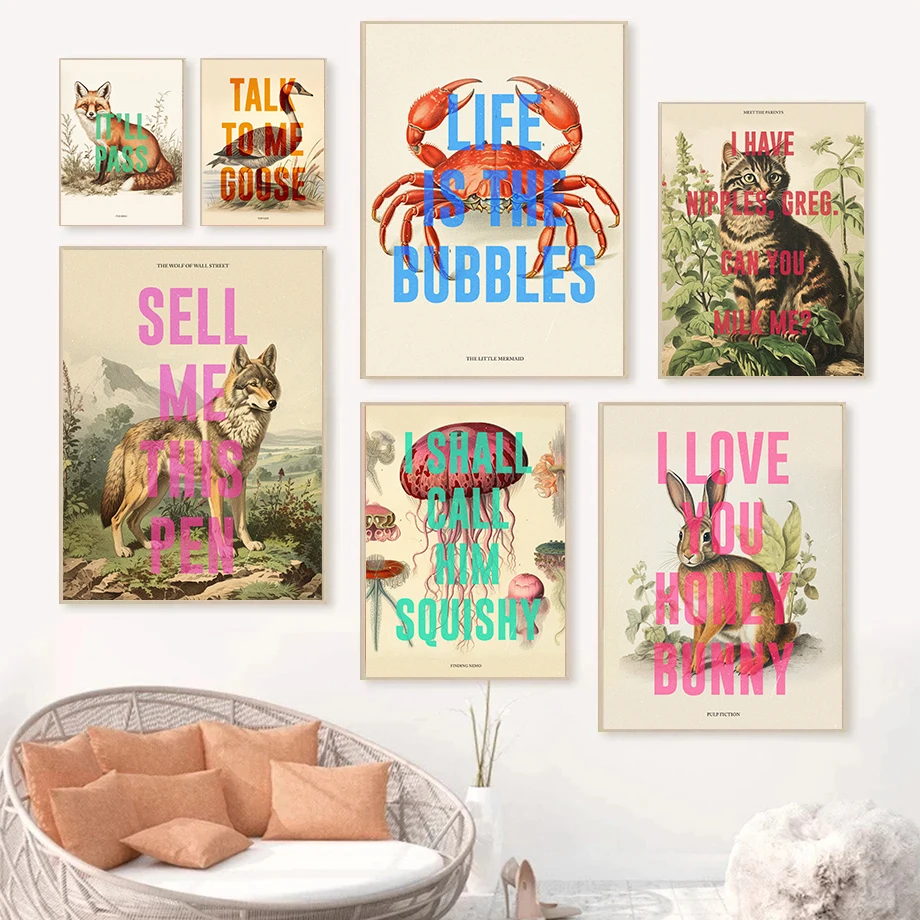 

Винтажные плакаты с ботаническими цитатами, ретро-постеры с изображением лабиринта и животных, мотивирующие принты, картины на холсте, настенные изображения для декора дома и гостиной