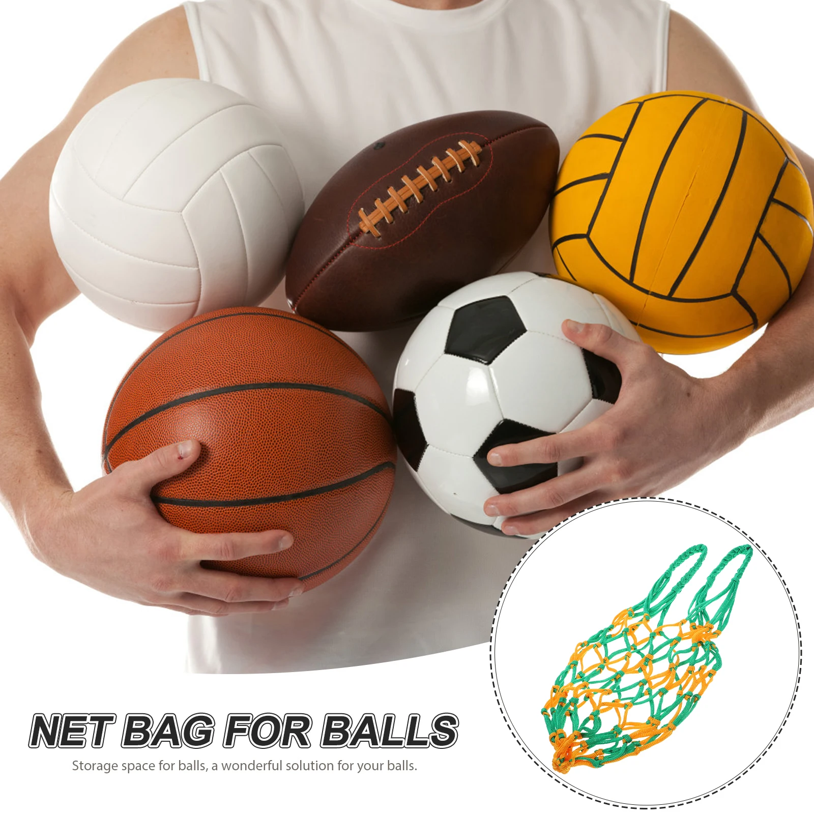 

2pcs Basketball Net Large Capacity Mesh Bag Durable Nylon Carrying Shoulder Strap Portable Sports Balls Bag For Gym Beach Home