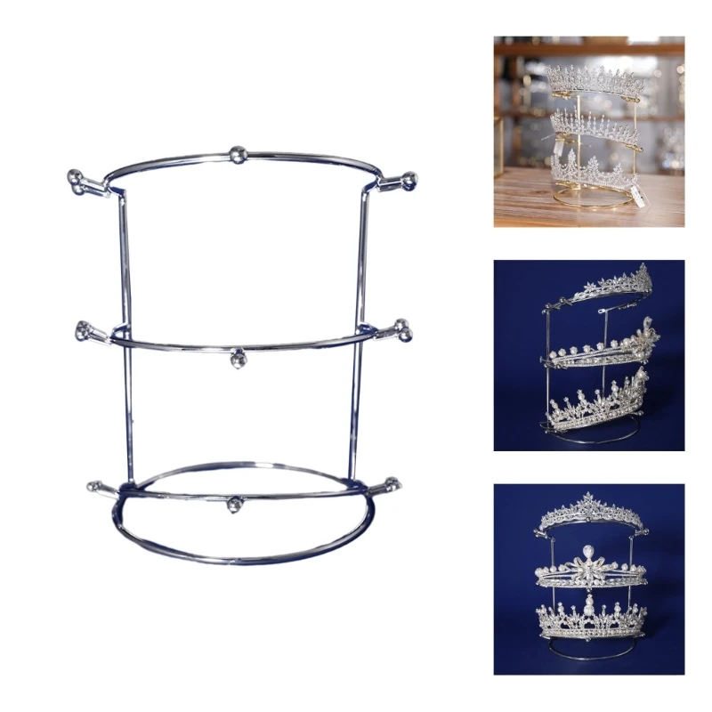 Display Holder Stand 3-Layers Jewelry Organiser Storage Rack for Storing Headwear Bracelets and Hair Accessories F3MD