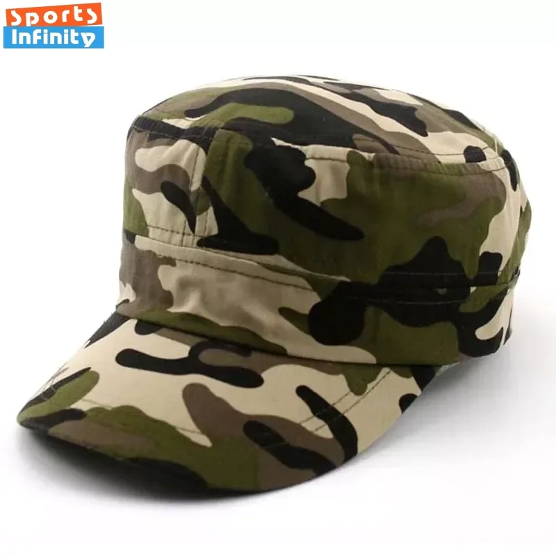 1pc Adjustable Flat Top Camouflage Hat Outdoor Sports Sun Protection Hat Sunscreen Hiking Caps Military Training Couple Hat