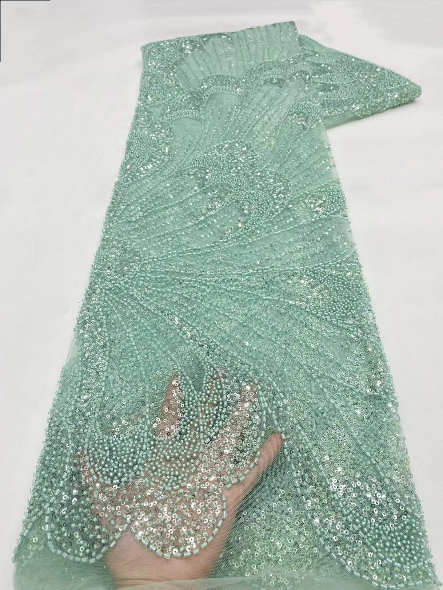 

Африканское нигерийское вышитое кружево с пайетками и бисером, высококачественная французская тюлевая ткань 2026 года для пошива свадебных платьев