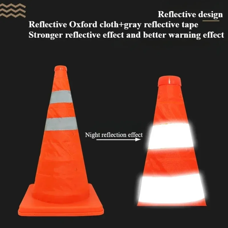 Foldable Telescopic Road Barrier Reflective Oxford Cloth Traffic Cone Road Safety Traffic Equipment Soccer Training Obstacle