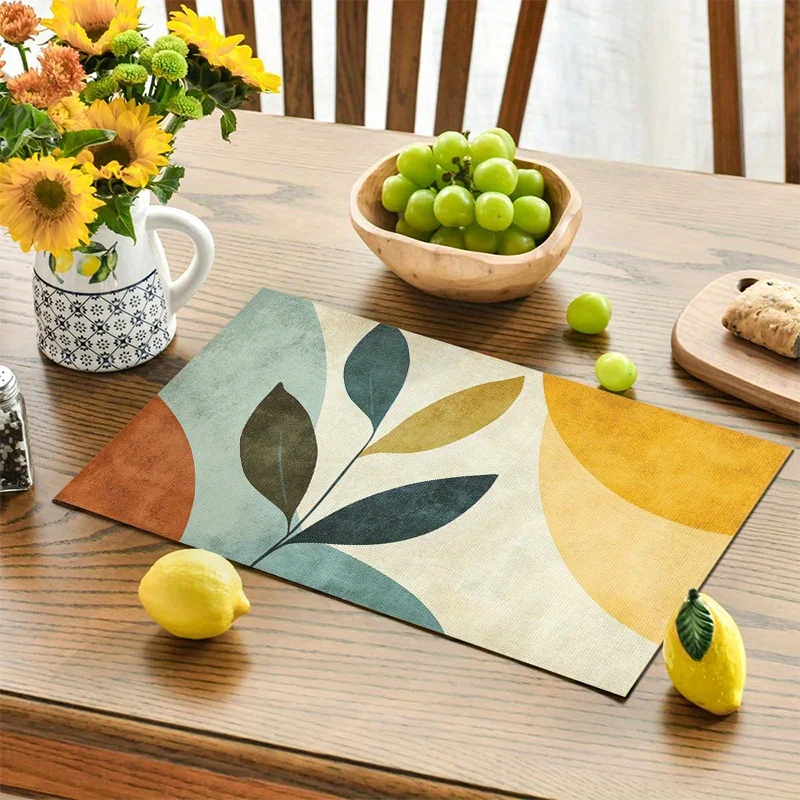 VIKAMA 4-Piece Geometric Floral Art Placemats Nordic-Style Table Mats Home Café Decor Instagram-Worthy Home Accents - view 4