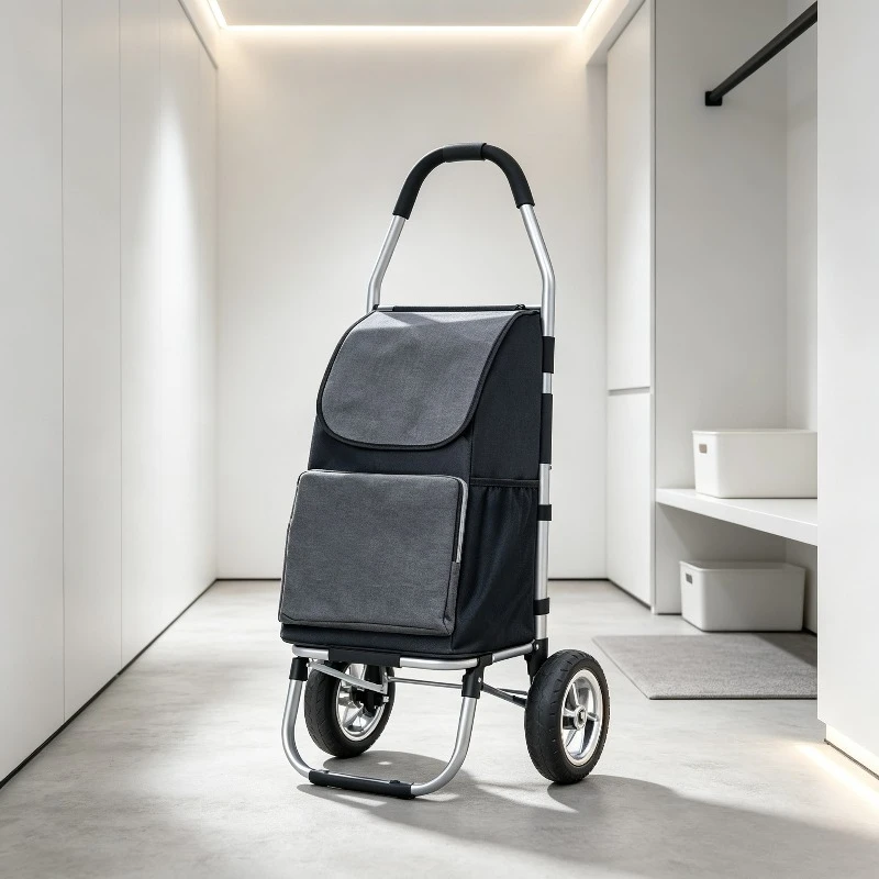 Heavy Duty Aluminum Folding Shopping Trolley, Lightweight Portable Grocery Cart with Handle, Stair Climbing Carrier for Seniors.