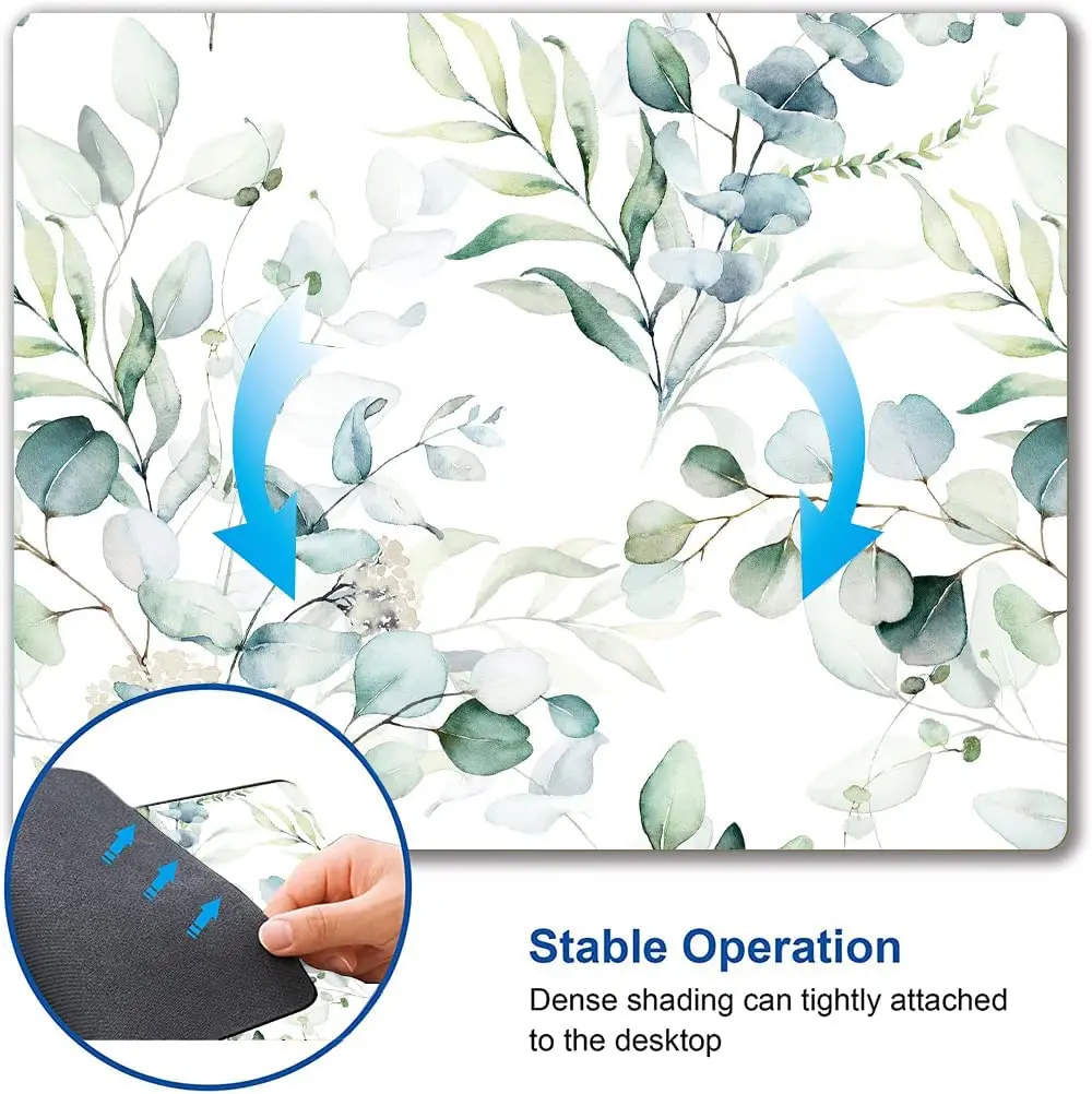 Personalized Computer Mouse Pads with Green Leaves Design Washable Mouse Mat with Lycra Cloth Office Home Non-Slip Rubber Base