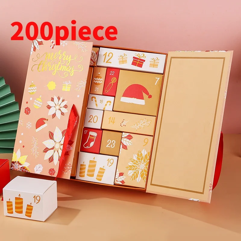 20 0piece.Custom.Box printing empty 24 days paper advent calendars packaging cardboard boxes