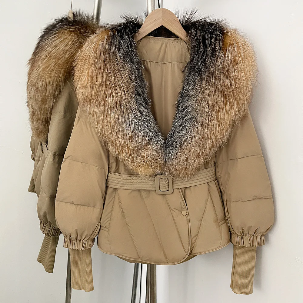 سترة شتوية نسائية لعام 2025 مع حزام وياقة كبيرة من الفرو سترة نسائية مبطنة بالقطن y2k حمالة صدر معطف جديدة عالية الجودة #1