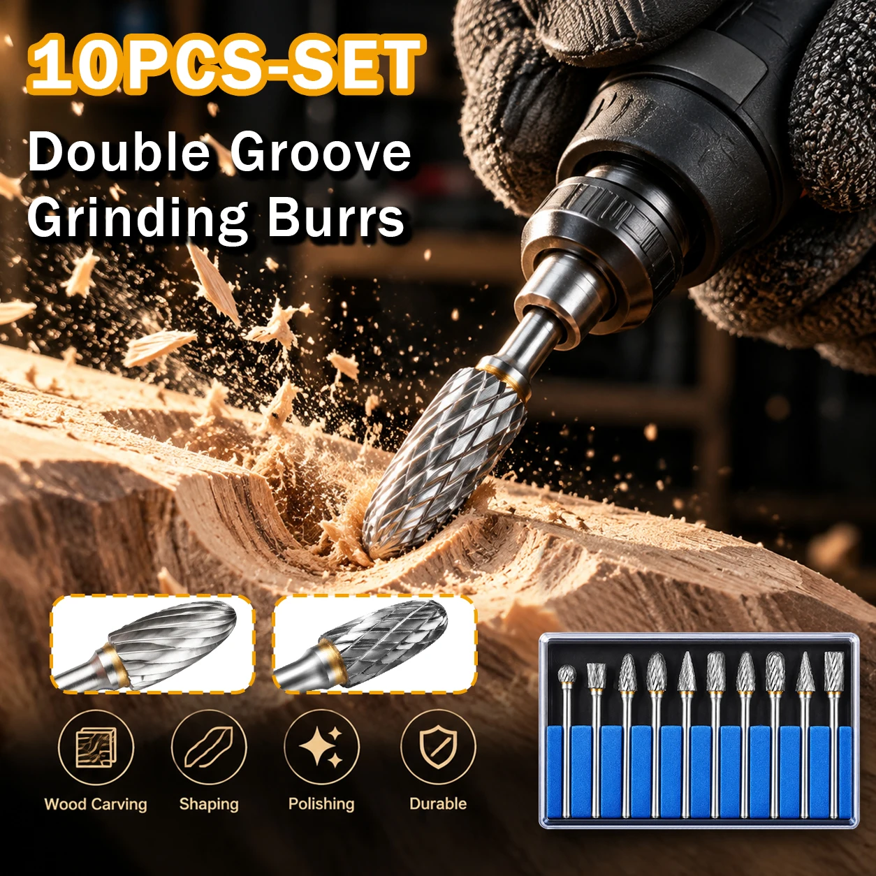 Universal 3mm Shank Rotary Burr Single Double Cut Tungsten Carbide / Hardness Alloy for Metal Wood Carving Die Grinder