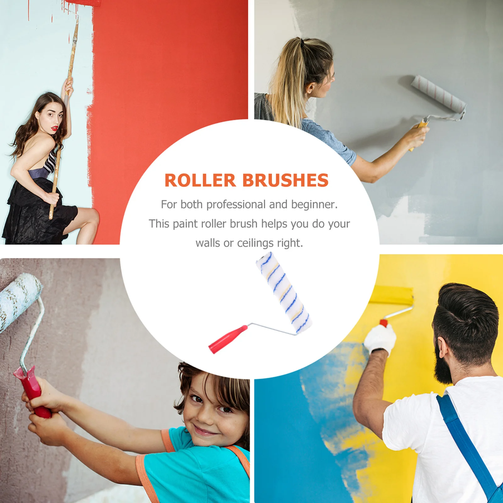 2 قطعة فرشاة دوارة للرسم الزيتي عالية الجودة قابلة للغسل وقابلة لإعادة الاستخدام يغطي أدوات طلاء الجدران بلمسة نهائية ناعمة فرشاة دوارة محمولة #5