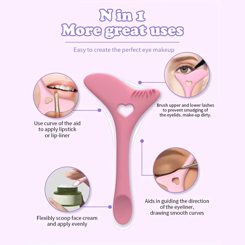 Multi-Functional Template Silicone Material Makeup Tool Eyeliner Pen Aid Marscara Drawing Lipstick Reusable Makeup Template Tool