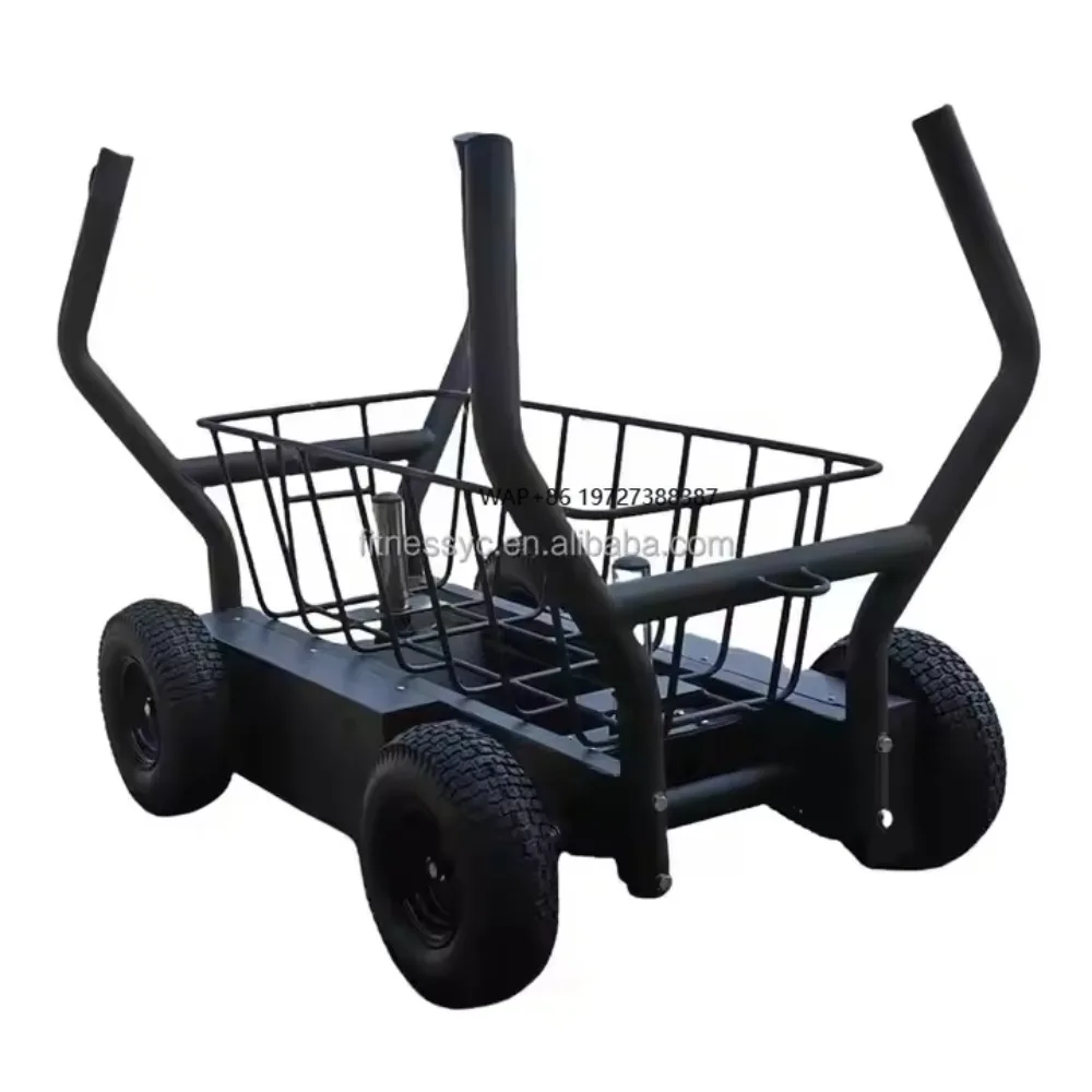 

Steel Tank Sled Car for Speed Power Strength Training Drag Resistance Workout Accessory with Push Pull Workout