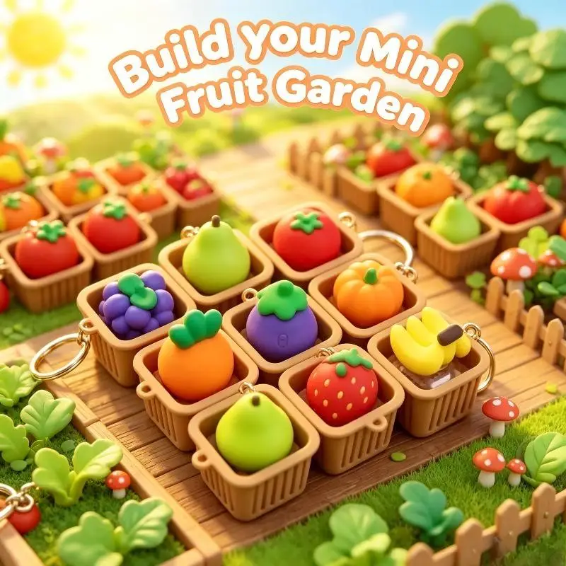 3D Printed Fruit Clicker Keychain Cute PLA Fidget Push Button Toy Portable Stress Relief Pendant For Bag Key Decoration