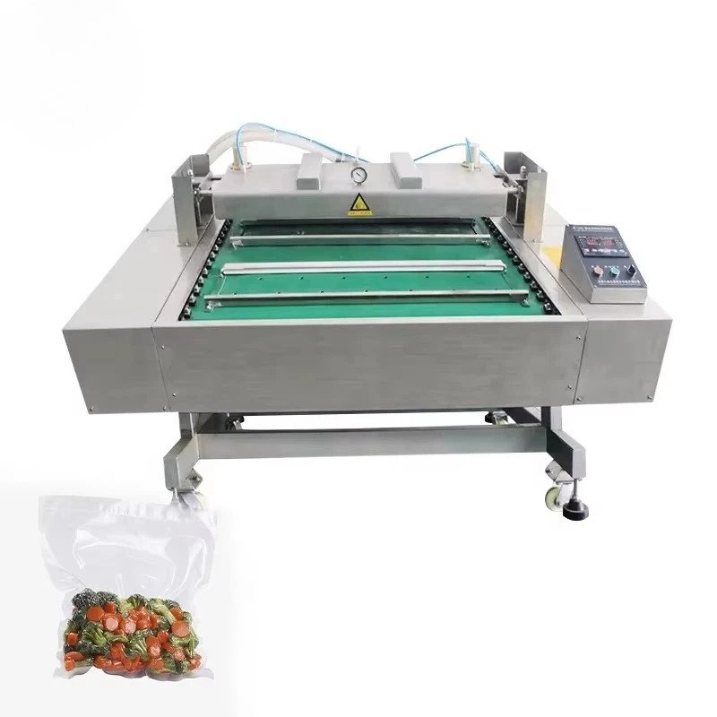Automatic Compression Sealer Conveyor DZ-1000 Computer Controlled Continuous Rolling Type Vacuum Packing Machines for Fresh Food