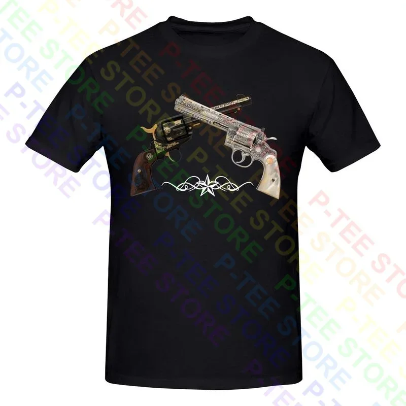 Crossed Revolvers Western Cowboy Country Guns Free Uk P&P Shirt T-shirt Tee Cool Classic