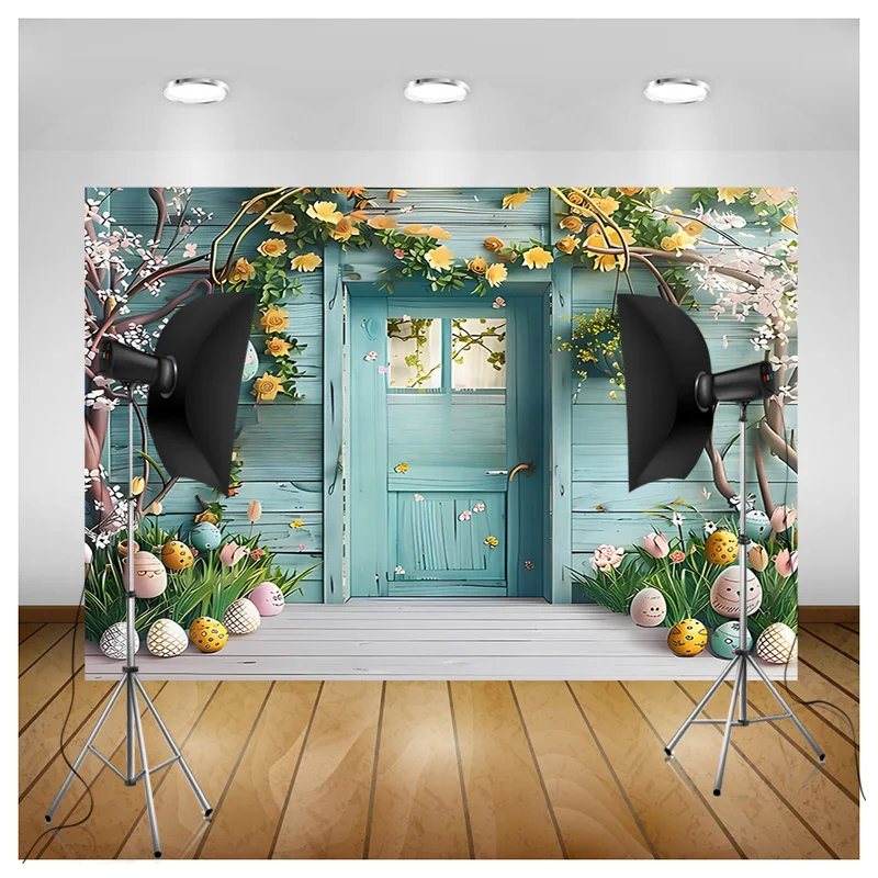 Fondo de fotografía Digital para el día de Pascua, accesorios para estudio fotográfico, conejo, flores, puertas de arco, maternidad, YH-04