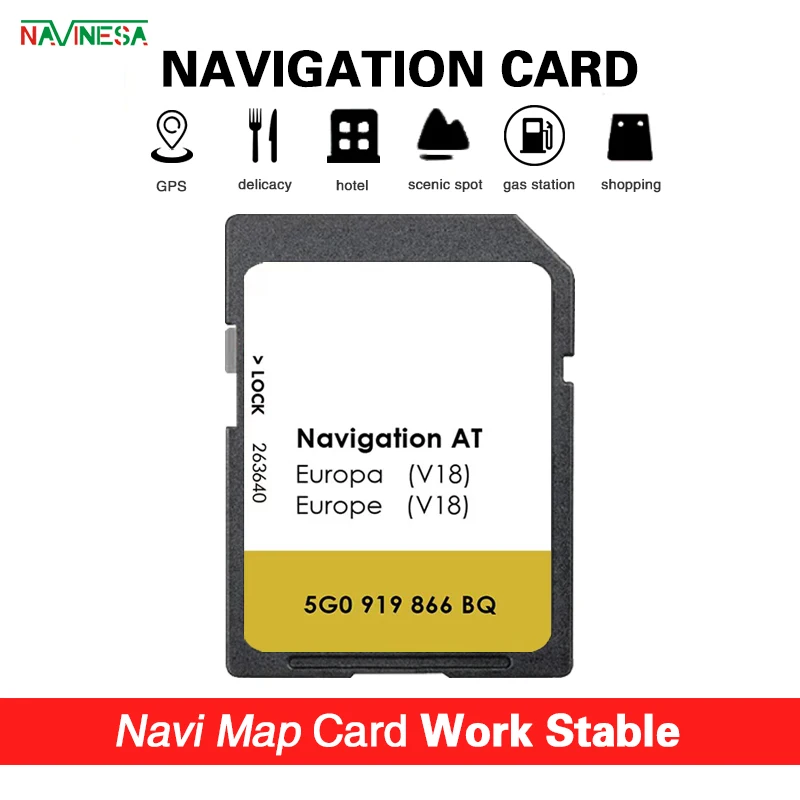 

AT V18 Suitable MIB1 for VW Tiguan (2013 - 2017) Navigation SD Car Map GPS Card Cover Latvia Great Britain Poland Spain Germany