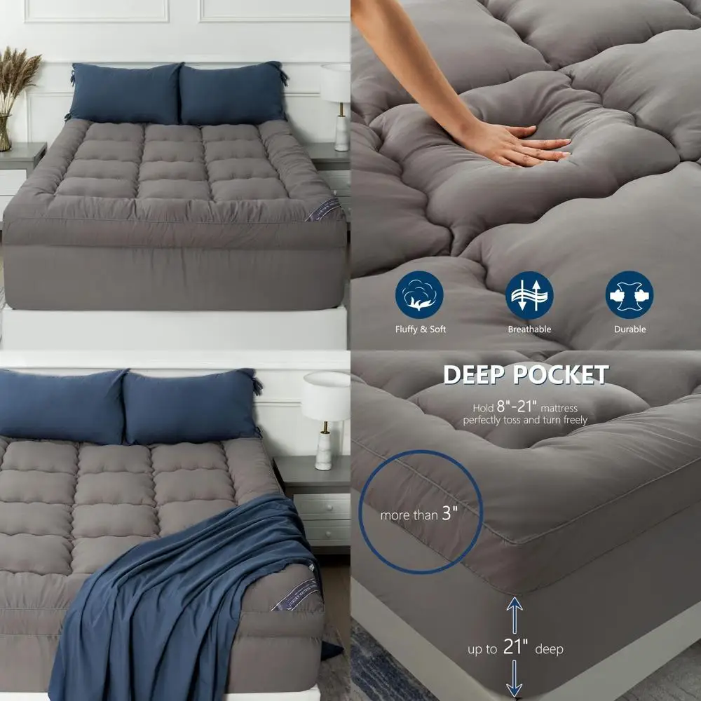 

Очень толстый охлаждающий наматрасник, плюшевая подушка для облегчения боли в спине, глубокий карман, серый