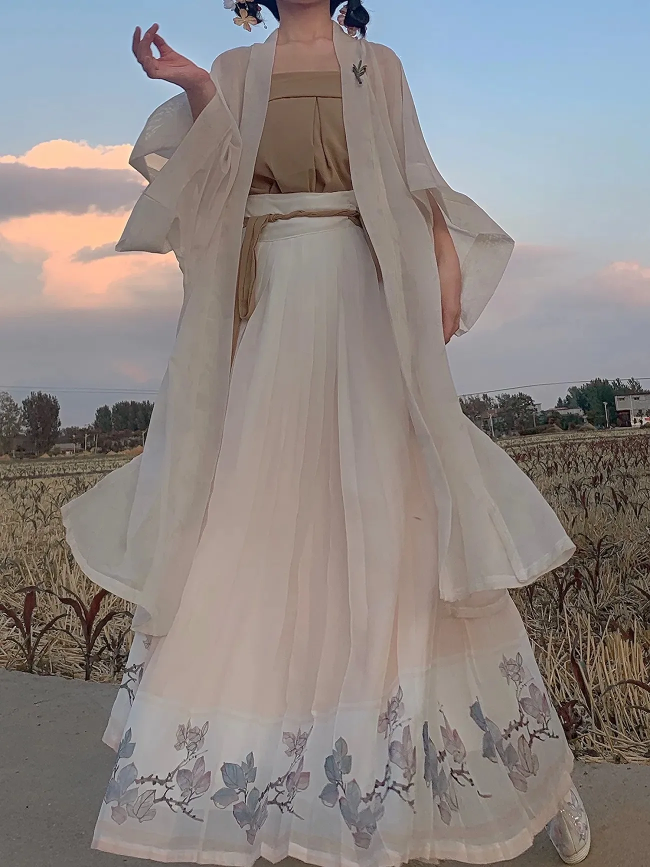 Conjunto de mulheres vestido de hanfu chinês 3 pçs conjunto vestido de saia plissada chinês antigo vestido de bordado para fotografar graduati