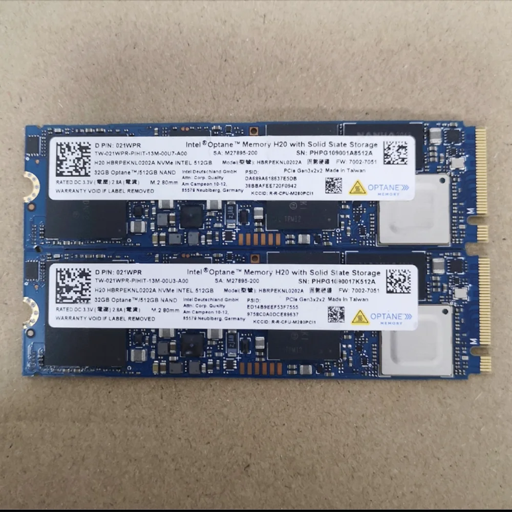 Brand New H20 32G+1TB, 32G+512GB NVME M.2 SSD 2280 PCIe3X4 DDR4 3D XPoint SSD For Intel Optane