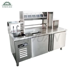 Stainless Steel Restaurant Bar Counter Mall Fast Food Tea Fruit Juice Cabinet Bubble Tea Bar Working Station