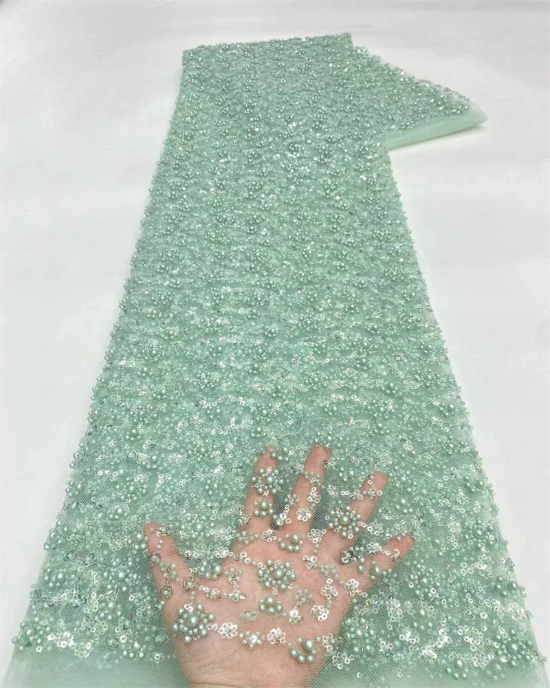 

Высококачественная африканская кружевная ткань с блестками и бисером, 2026, французская нигерийская вышивка для свадебного шитья и особых случаев