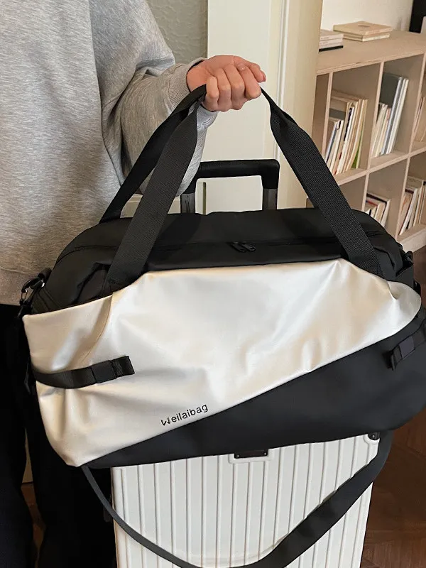 fashionable-large-capacity-short-trip-travel-bag-women's-handheld-sports-fitness-bag-waterproof-lightweight-crossbody-bag-for