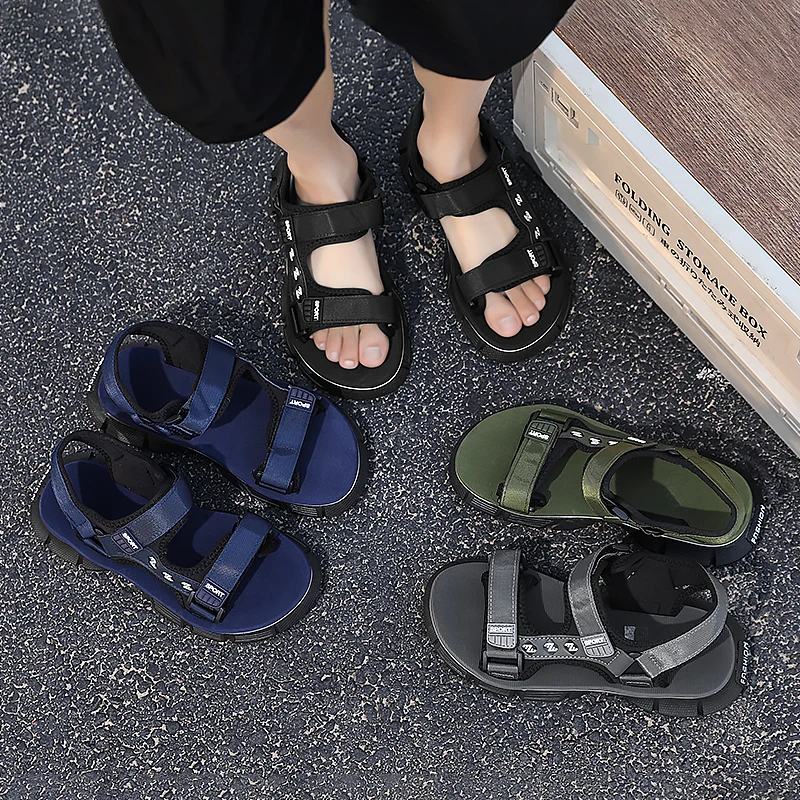 

Мужские сандалии, легкая, мягкая, однотонная, из резиновой ткани, новая дышащая и нескользящая повседневная обувь большого размера на лето