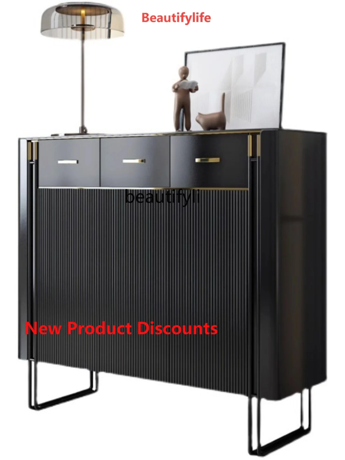 

01A Italian-Style Light Luxury Shoe Cabinet Door Modern Minimalist Locker Living Room with Drawer Creative Shoe Cabinet