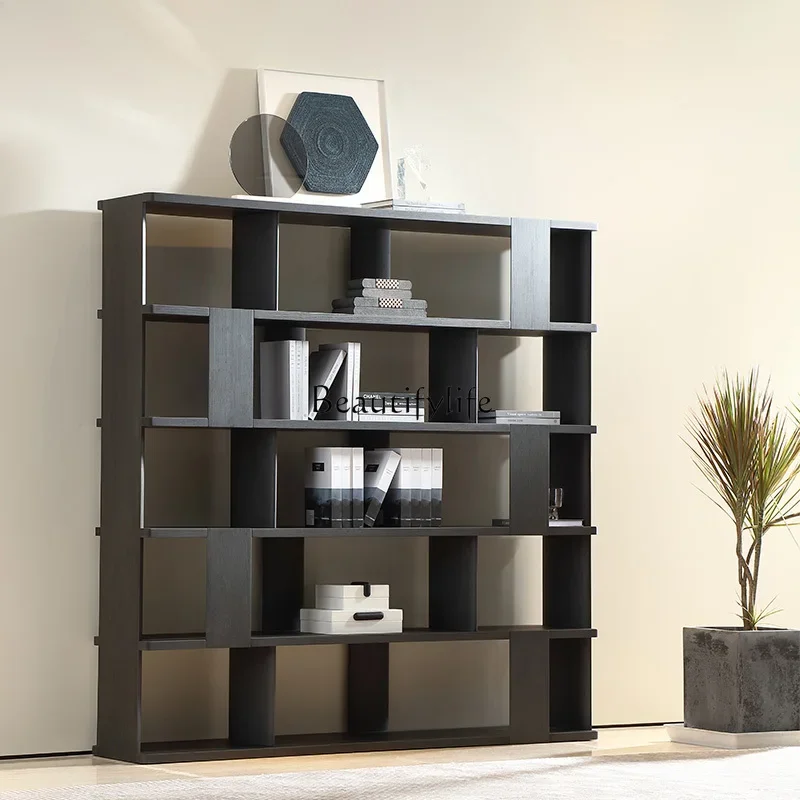 Italian minimalist solid wood study bookcase combination modern minimalist villa light luxury bookshelf