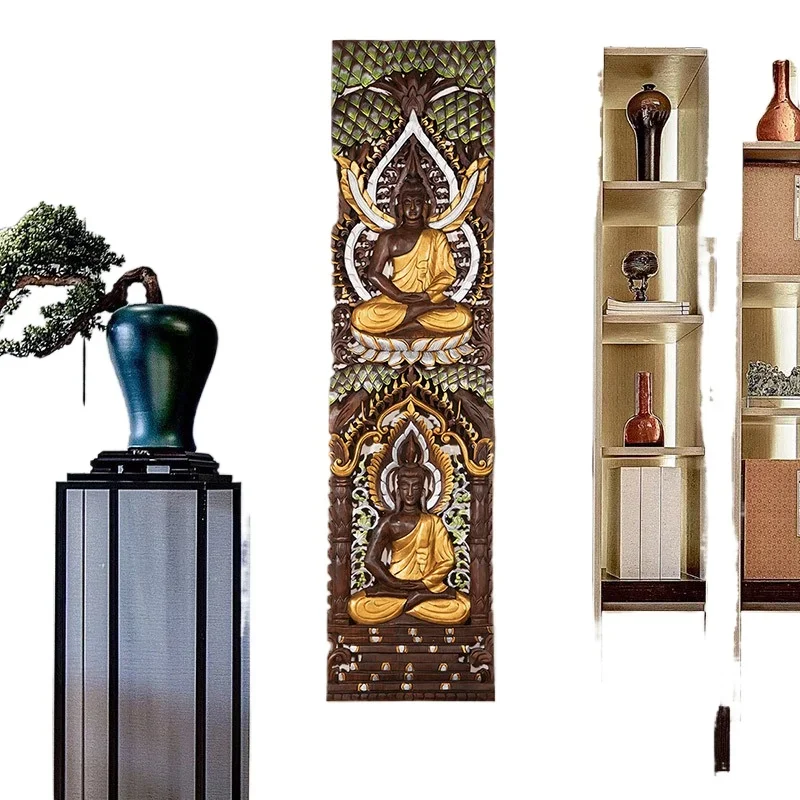 

Imported Teak Carved Board Southeast Asia Buddha Carving Board TV Background Wall Decoration Wood Carving Decoration