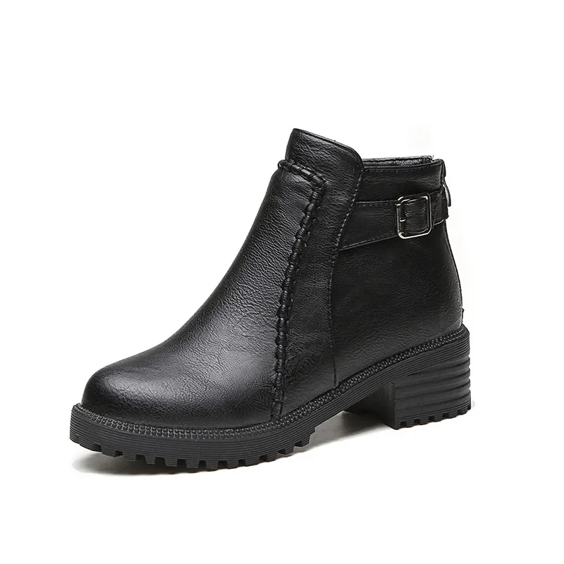 Stivali autunnali Donna Pelle vintage Caviglia corta Casual Botas Stivali occidentali antiscivolo Stivali da cowboy Moto Pour Donna 457