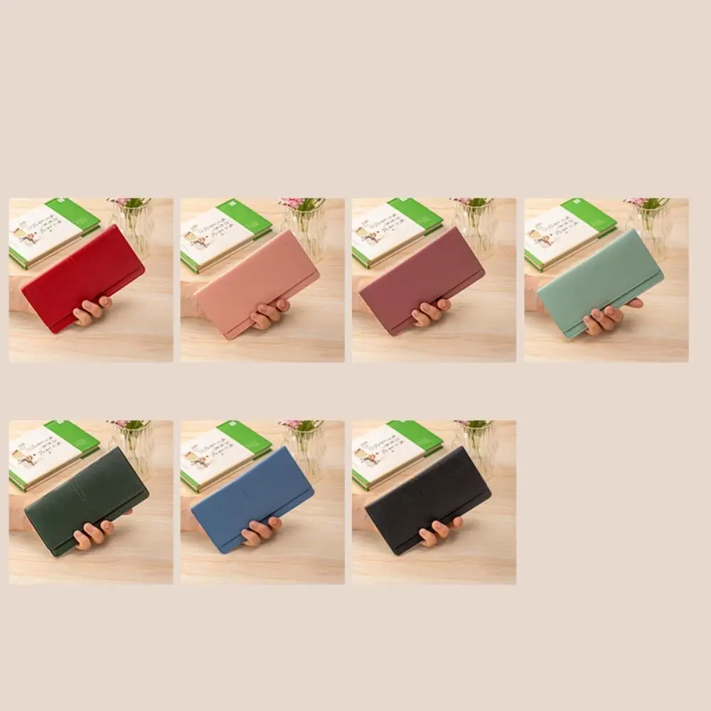 Minimalist PU Leather Leather Women Wallets Solid Color Large Capacity Women Thin Wallets Mini Wallet Women