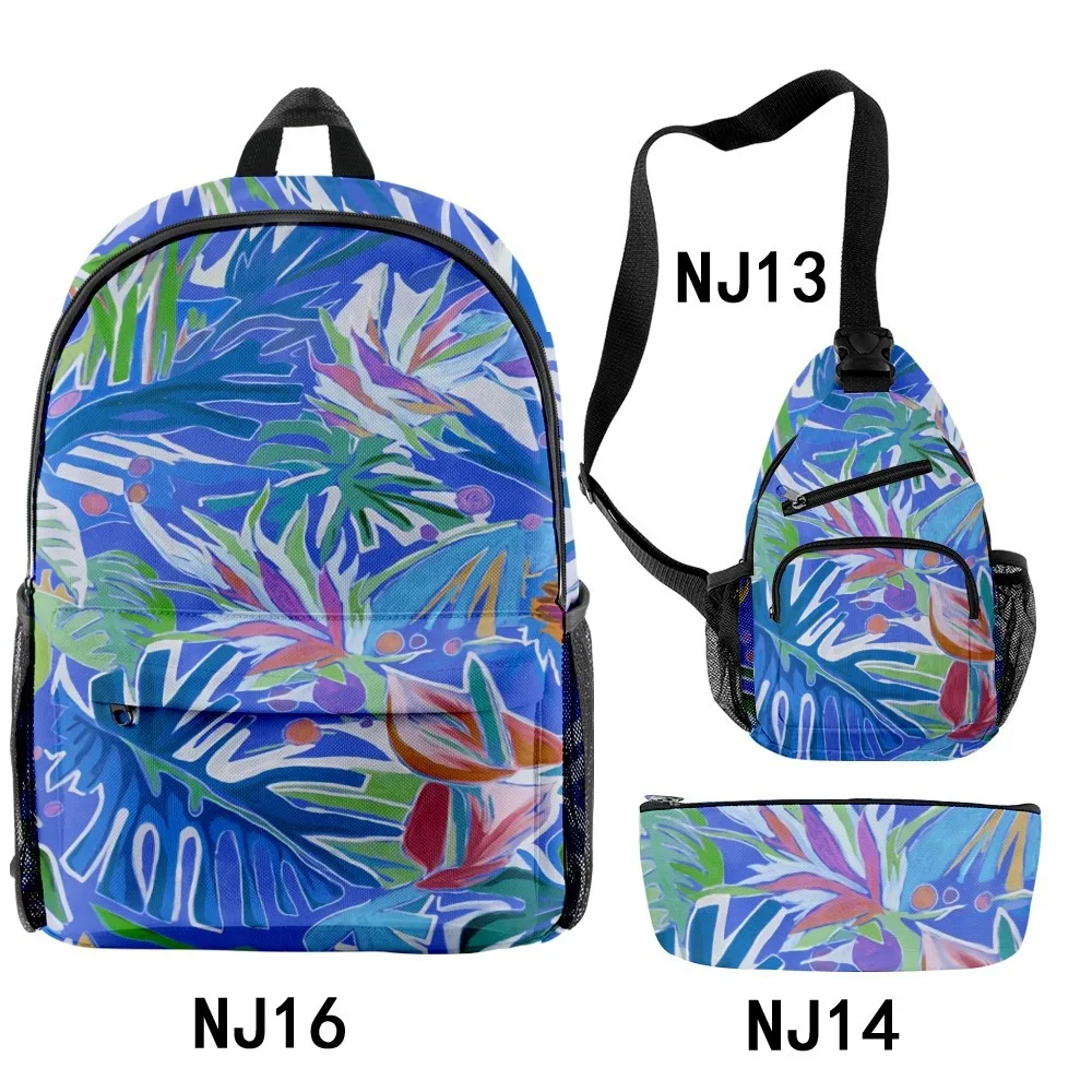 Cartoon Youthful Funny Creative Maple Leaf 3pcs/Set Backpack 3D Printed Bookbag Laptop Daypack Backpacks Chest Bags Pencil Case
