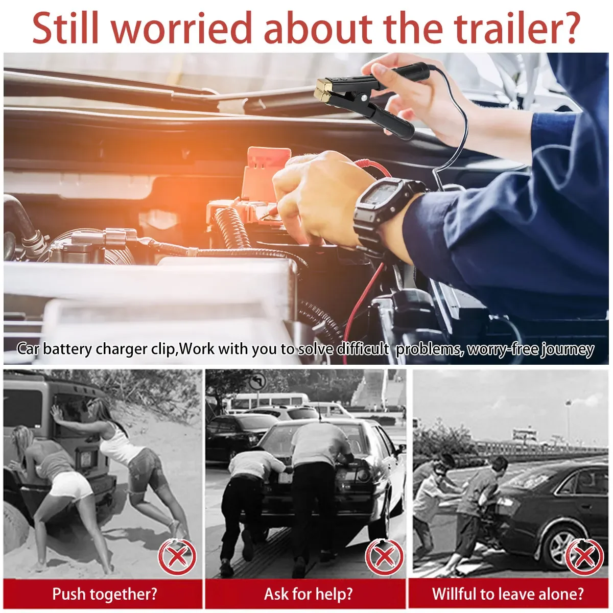 2pcs Heavy Duty Copper Alligator Clips for Battery Testing