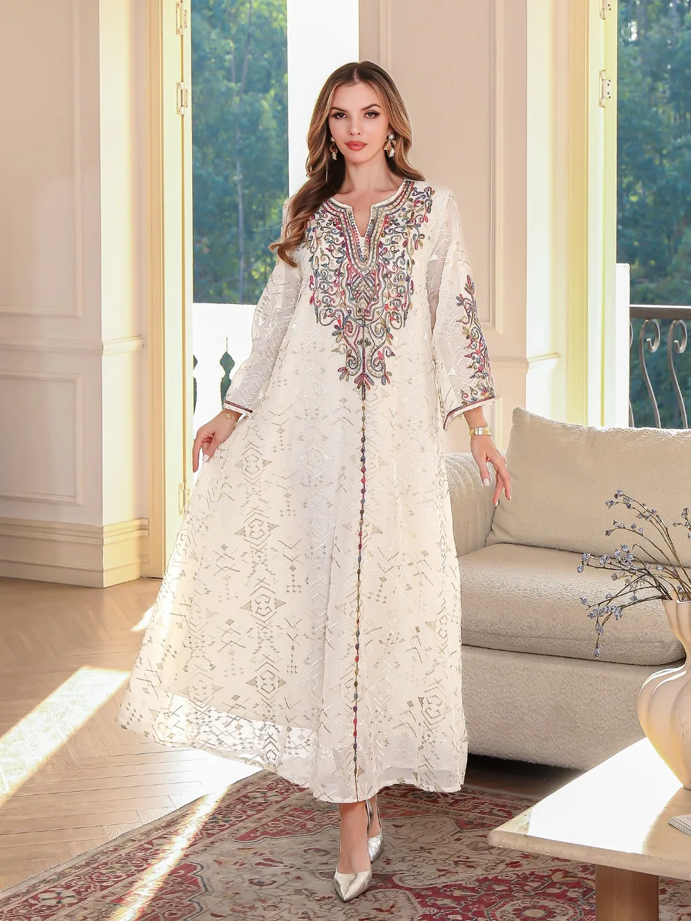 

Eid Women Dress Muslim Abaya Dubai Vestidos Largos Party Caftan Jalabiya Ramadan Embroidery Abayas Kaftan Arab Long Robe 2025