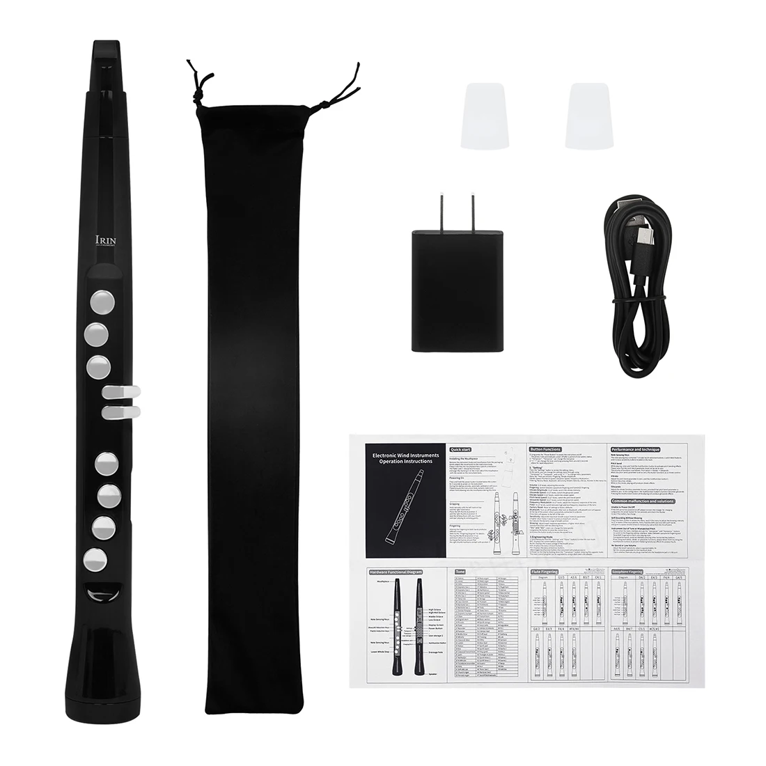 IRIN Electric Saxophone Flute 99 Tones Pocket Saxophone Double Fingering Technique Electronic Flute with Storage Bag USB Cable