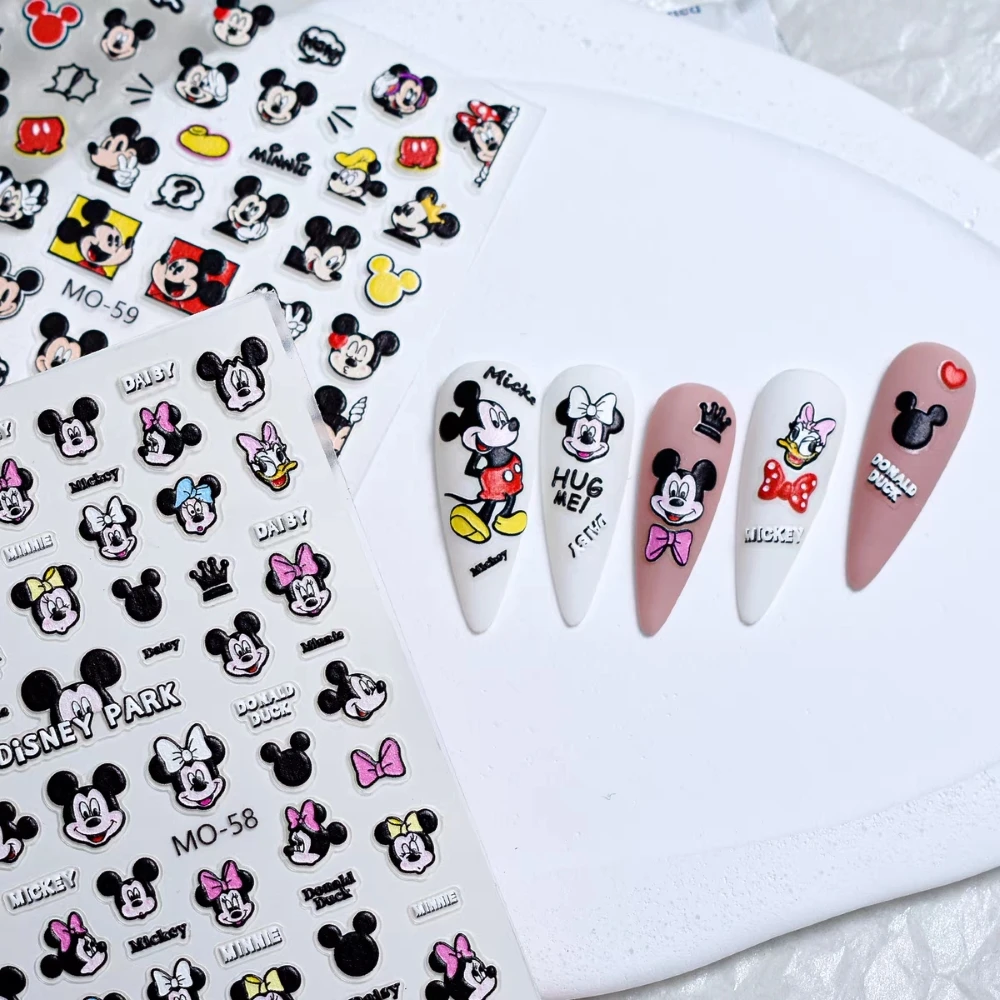 1 foglio topolino Disney New 5D Relief Nail Art Stickers decalcomanie per unghie per Manicure fashion Design accessori felici fai da te