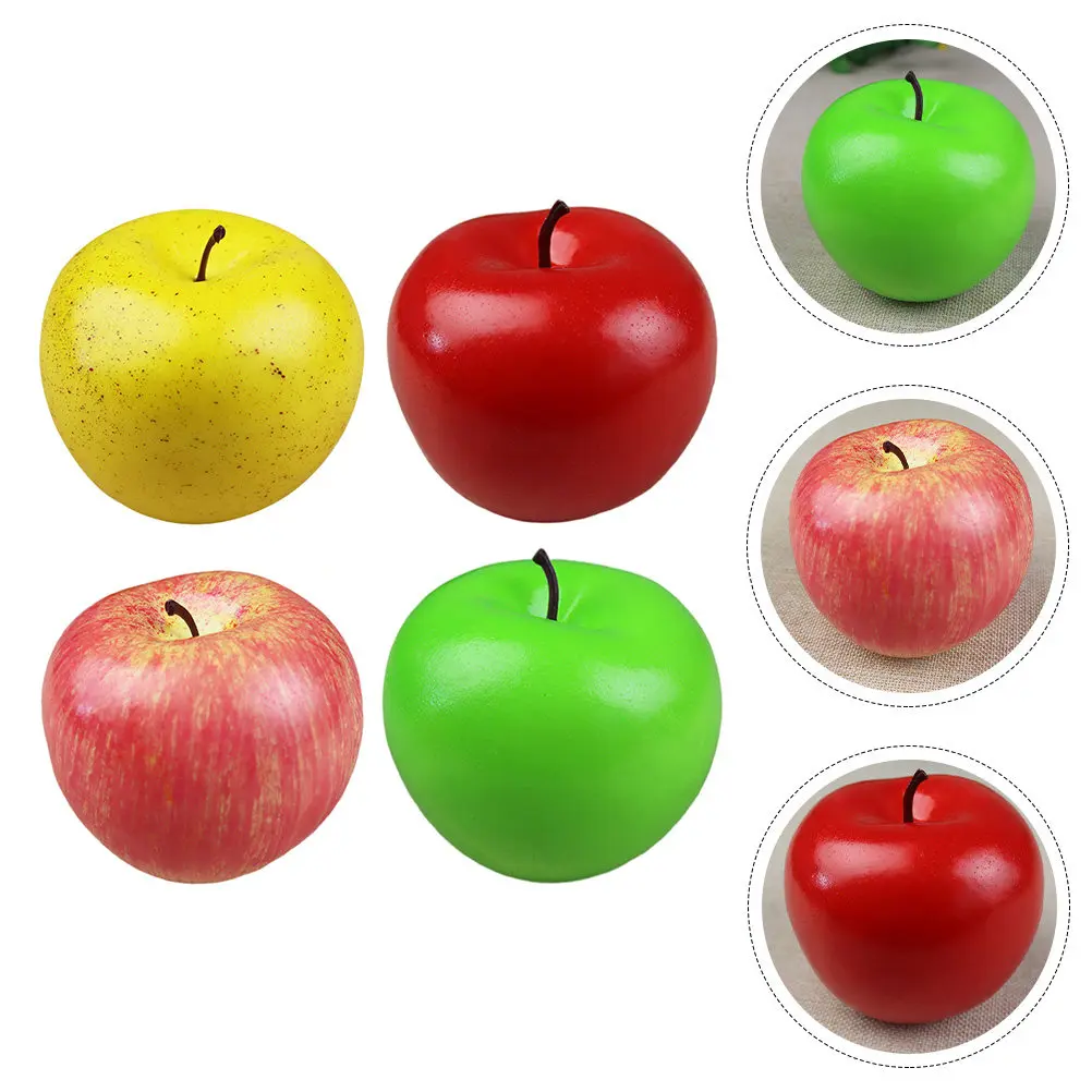 

4Pcs Vivid Simulated Apples Decor Premium Material Non Deformable Fruit Shape Ornaments for Kindergarten Cognitive Learning Food