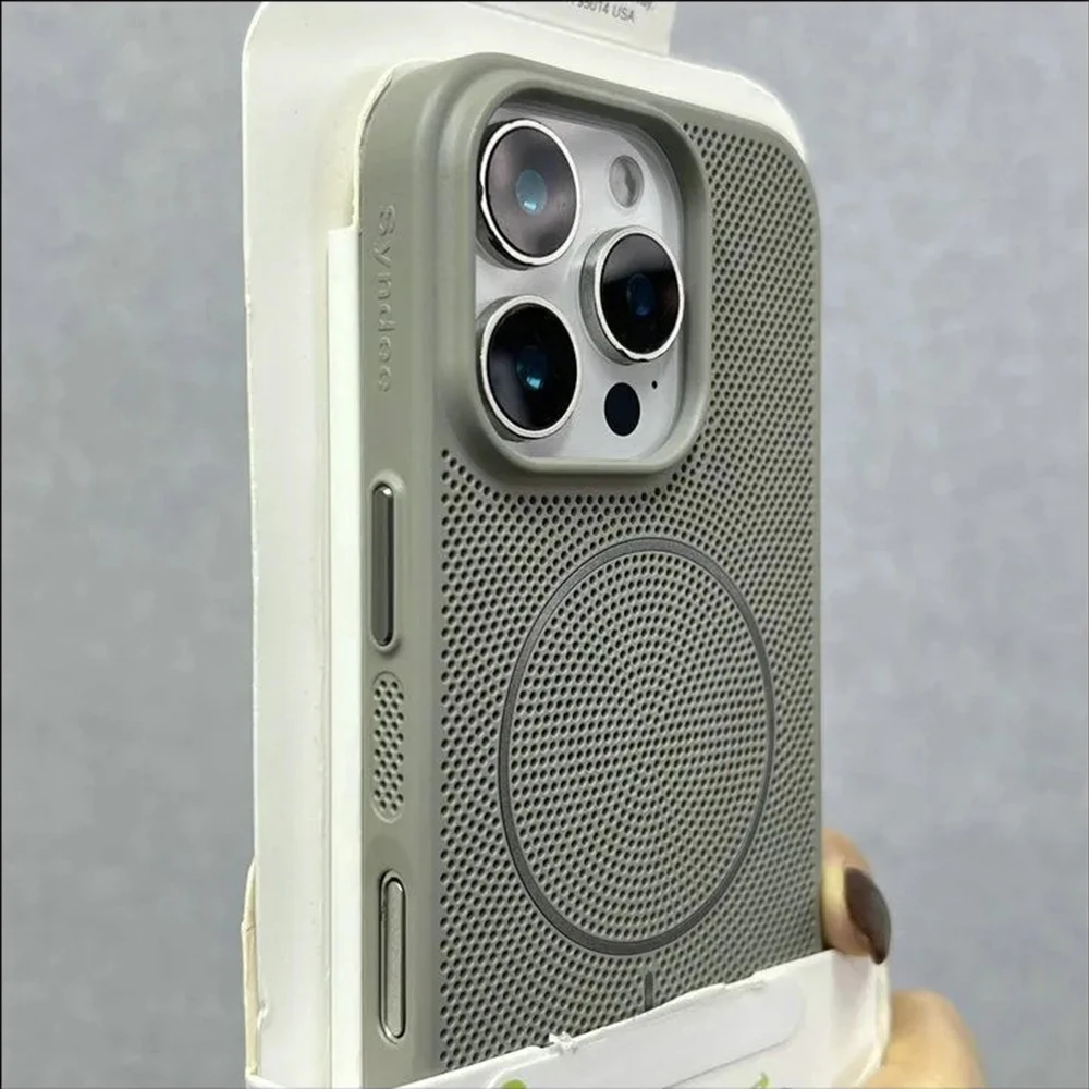 Wärmeableitungskühlung Magnetische Hülle für iPhone 16 E 15 14 13 12 11 Pro Max für Magsafe Wireless Charge Mesh Atmungsaktive Abdeckung